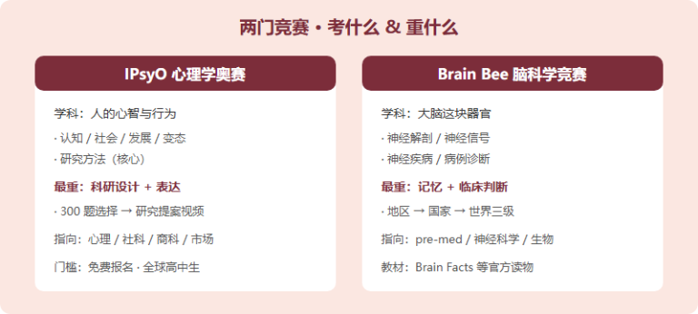 IPsyO vs Brain Bee：心理学奥赛 vs 脑科学竞赛，怎么选（2026）